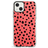 Black on Salmon Pink Dalmatian Polka Dot Spots Phone Case iPhone 13 Mini / Impact Case Blanc Space