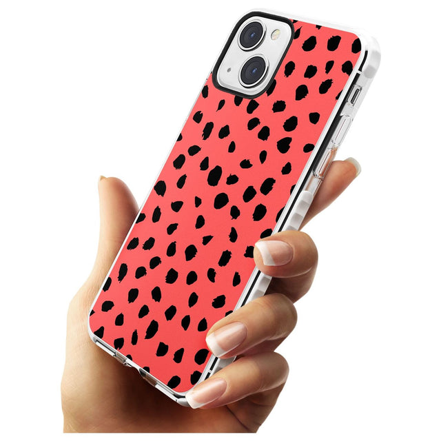 Black on Salmon Pink Dalmatian Polka Dot Spots Phone Case iPhone 15 Pro Max / Black Impact Case,iPhone 15 Plus / Black Impact Case,iPhone 15 Pro / Black Impact Case,iPhone 15 / Black Impact Case,iPhone 15 Pro Max / Impact Case,iPhone 15 Plus / Impact Case,iPhone 15 Pro / Impact Case,iPhone 15 / Impact Case,iPhone 15 Pro Max / Magsafe Black Impact Case,iPhone 15 Plus / Magsafe Black Impact Case,iPhone 15 Pro / Magsafe Black Impact Case,iPhone 15 / Magsafe Black Impact Case,iPhone 14 Pro Max / Black Impact Ca