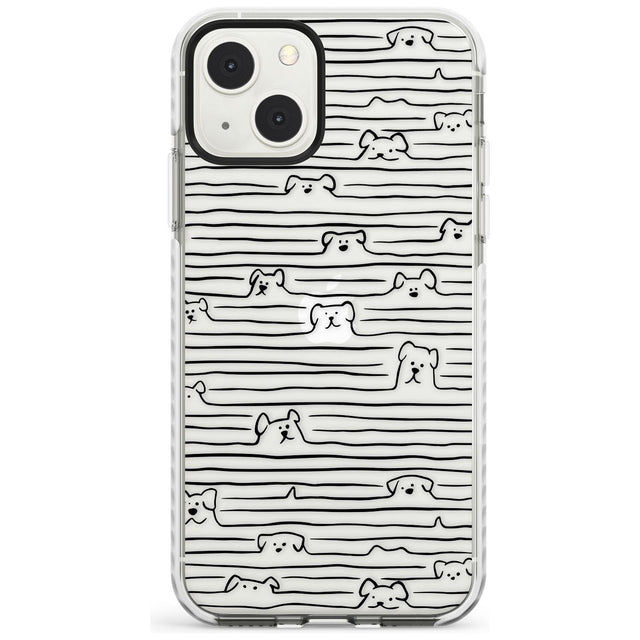 Dog Line Art - Black Phone Case iPhone 13 Mini / Impact Case Blanc Space