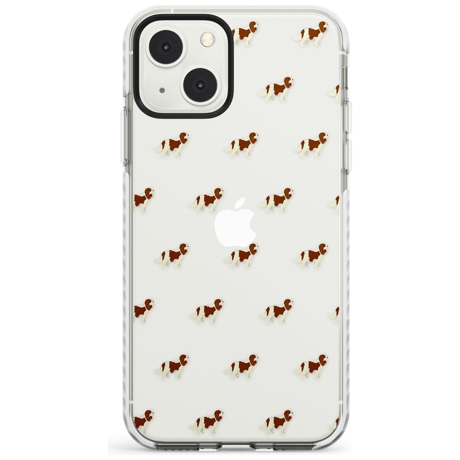 Cavalier King Charles Spaniel Pattern Clear Phone Case iPhone 13 Mini / Impact Case Blanc Space