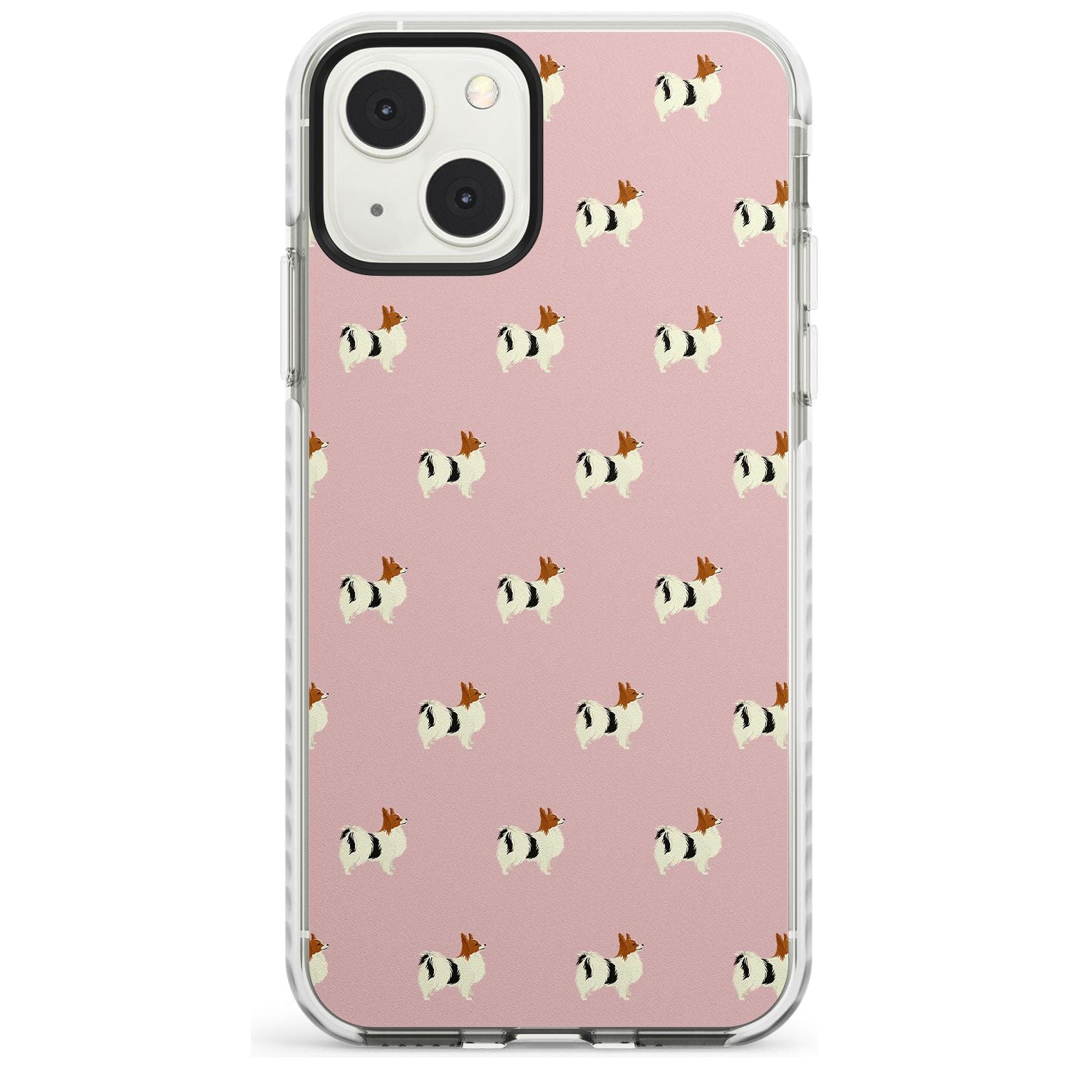 Papillon Dog Pattern Phone Case iPhone 13 Mini / Impact Case Blanc Space