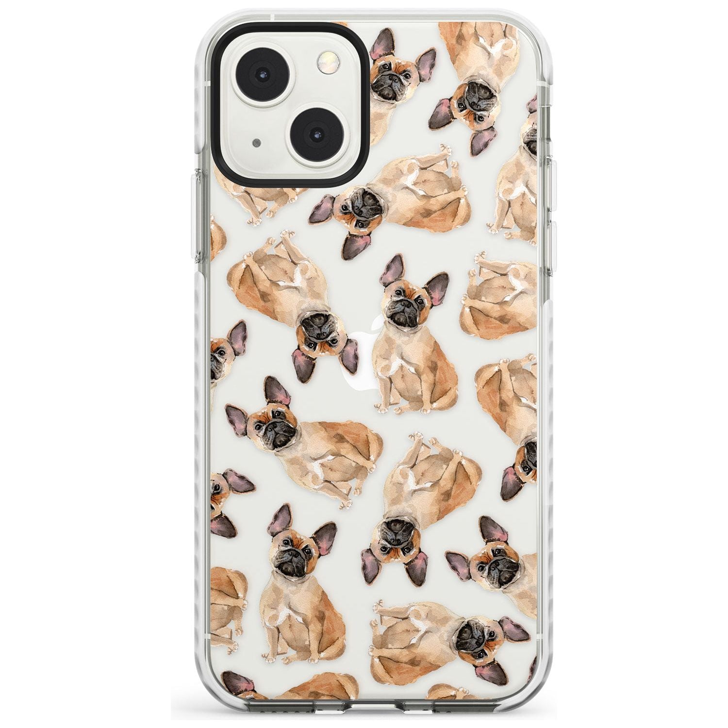 French Bulldog Watercolour Dog Pattern Phone Case iPhone 13 Mini / Impact Case Blanc Space