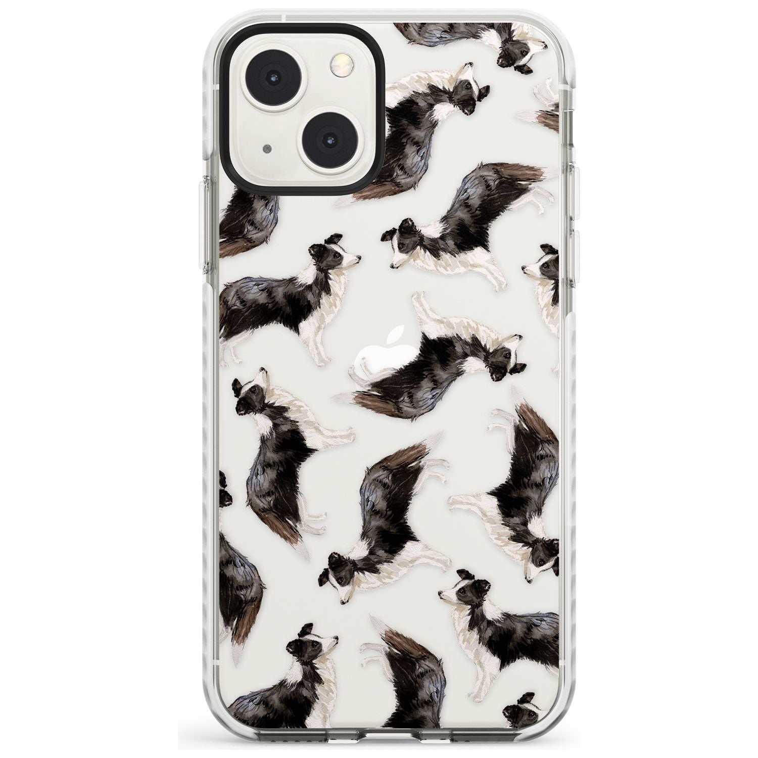 Border Collie Watercolour Dog Pattern Phone Case iPhone 13 Mini / Impact Case Blanc Space