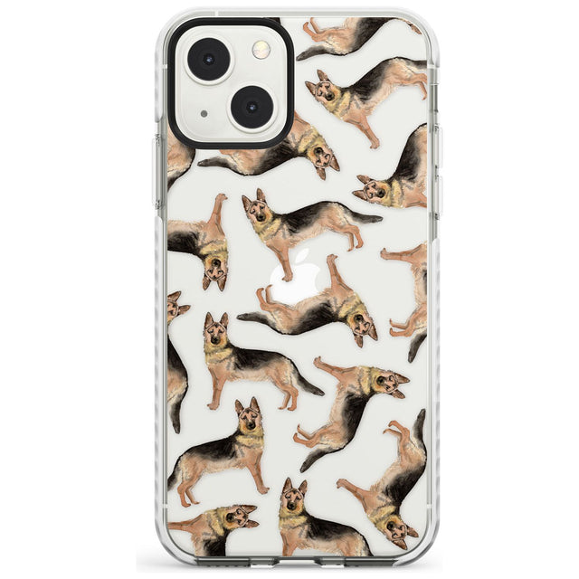 German Shepherd Watercolour Dog Pattern Phone Case iPhone 13 Mini / Impact Case Blanc Space