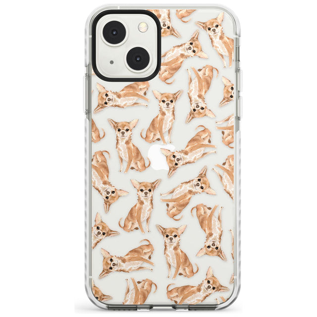 Chihuahua Watercolour Dog Pattern Phone Case iPhone 13 Mini / Impact Case Blanc Space