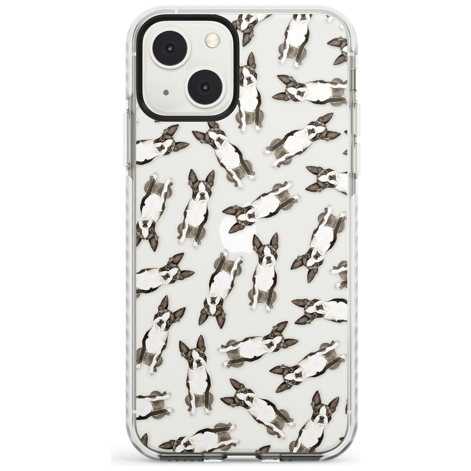Boston Terrier Watercolour Dog Pattern Phone Case iPhone 13 Mini / Impact Case Blanc Space