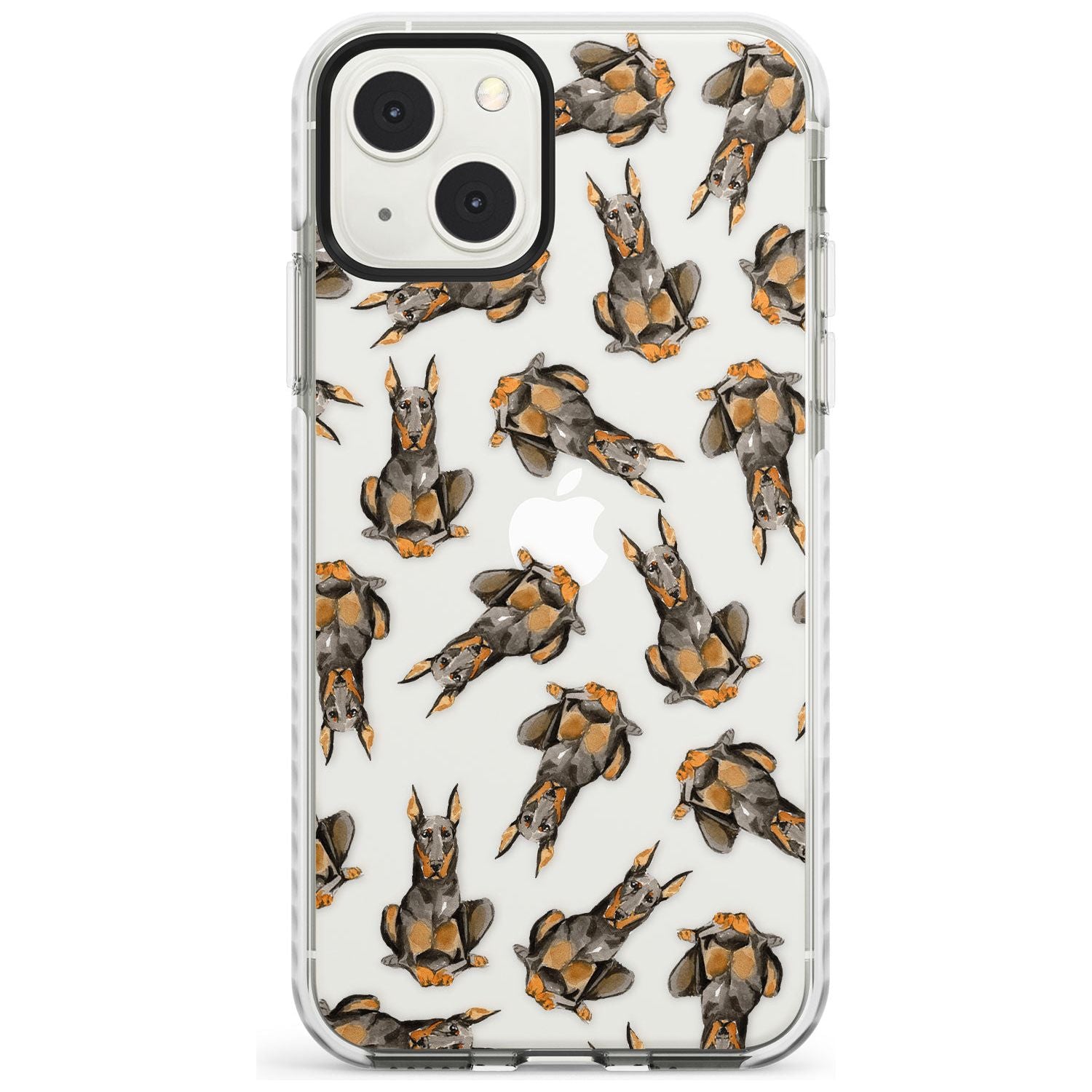 Doberman Watercolour Dog Pattern Phone Case iPhone 13 Mini / Impact Case Blanc Space
