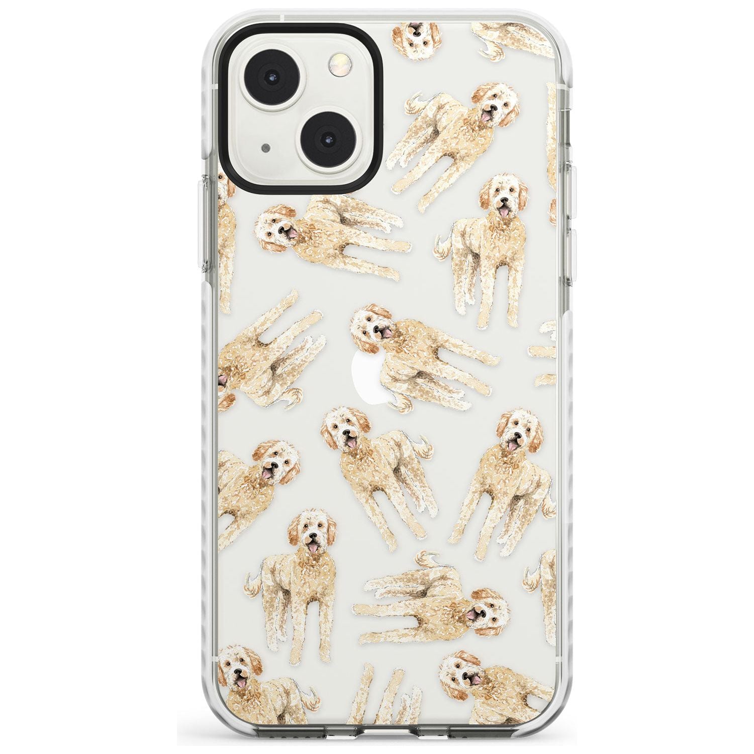 Goldendoodle Watercolour Dog Pattern Phone Case iPhone 13 Mini / Impact Case Blanc Space