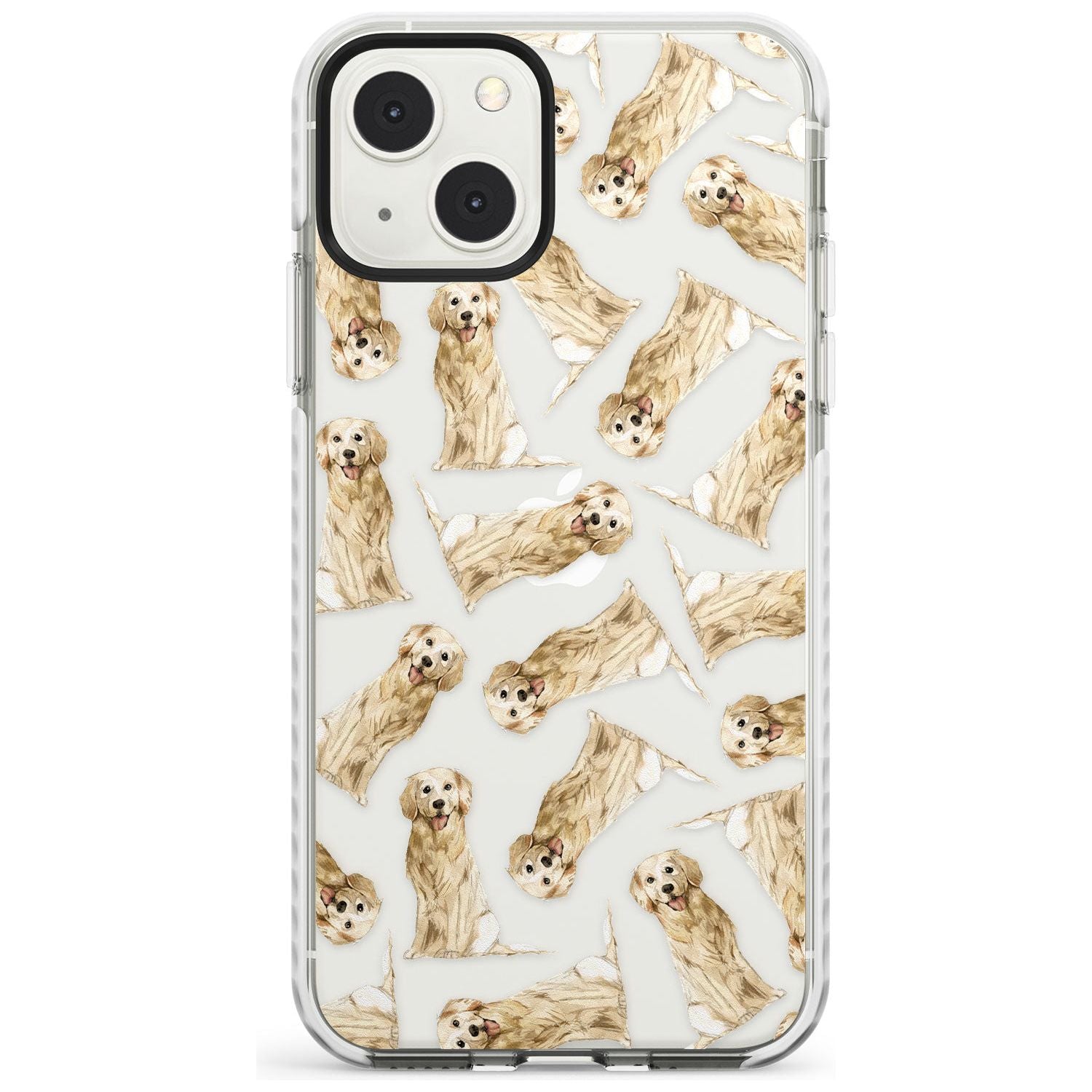Golden Retriever Watercolour Dog Pattern Phone Case iPhone 13 Mini / Impact Case Blanc Space