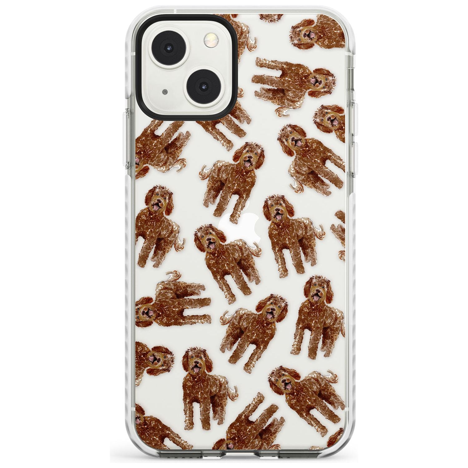 Labradoodle (Brown) Watercolour Dog Pattern Phone Case iPhone 13 Mini / Impact Case Blanc Space