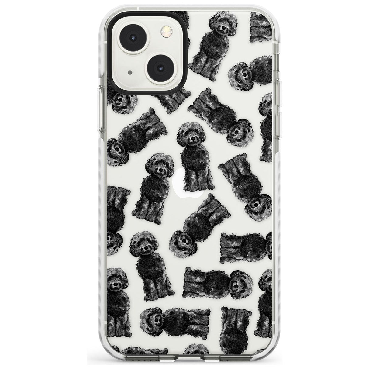 Cockapoo (Black) Watercolour Dog Pattern Phone Case iPhone 13 Mini / Impact Case Blanc Space