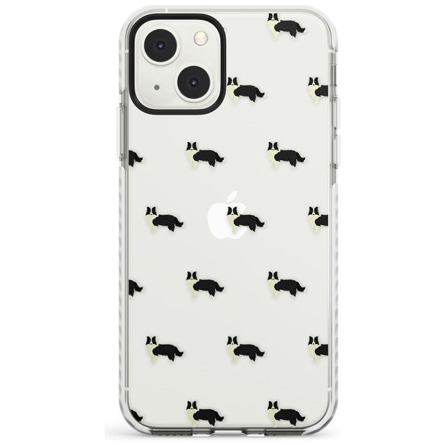 Border Collie Dog Pattern Clear Phone Case iPhone 13 Mini / Impact Case Blanc Space