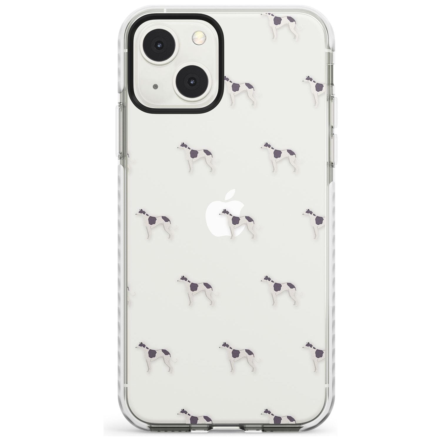 Greyhound Dog Pattern Clear Phone Case iPhone 13 Mini / Impact Case Blanc Space