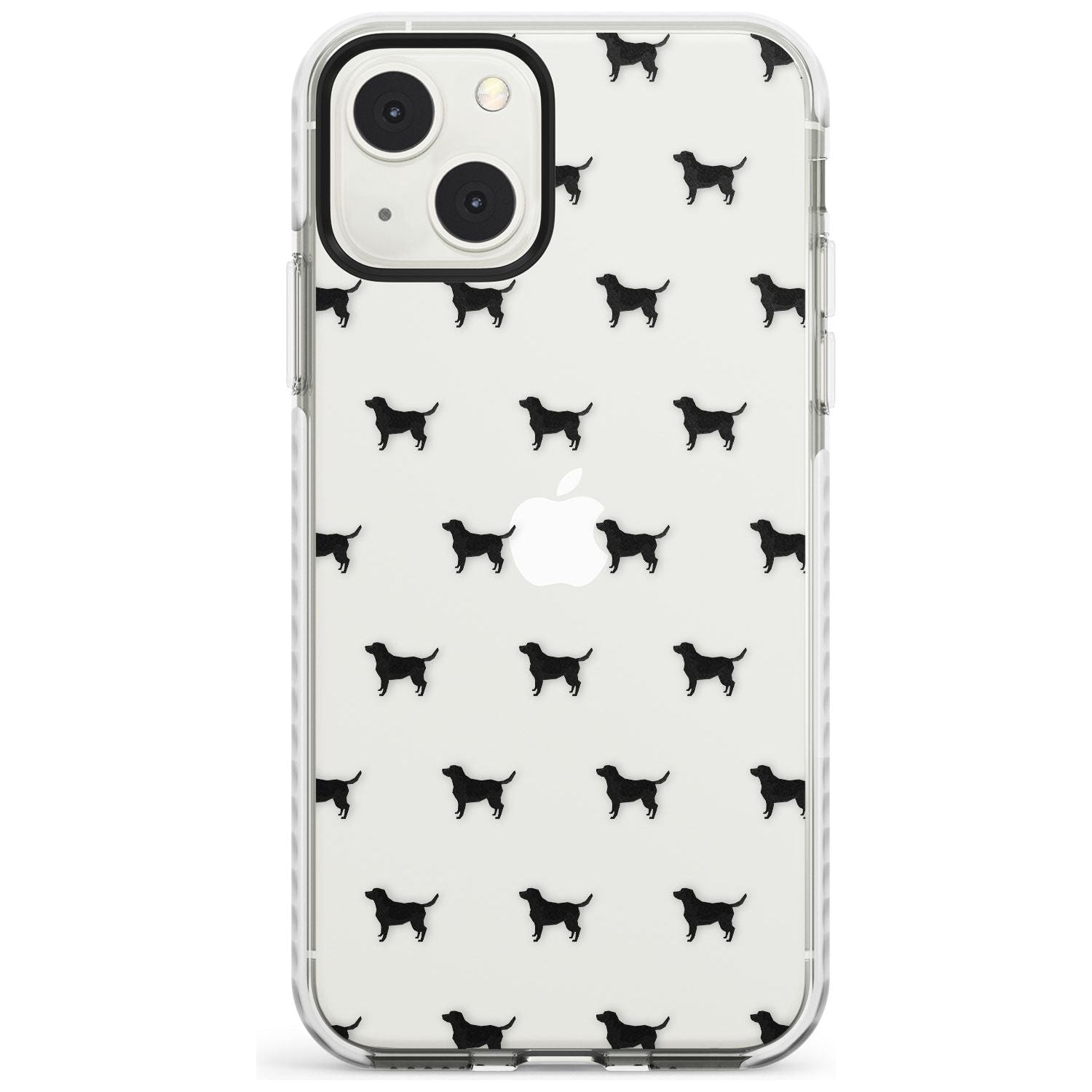 Black Labrador Dog Pattern Clear Phone Case iPhone 13 Mini / Impact Case Blanc Space
