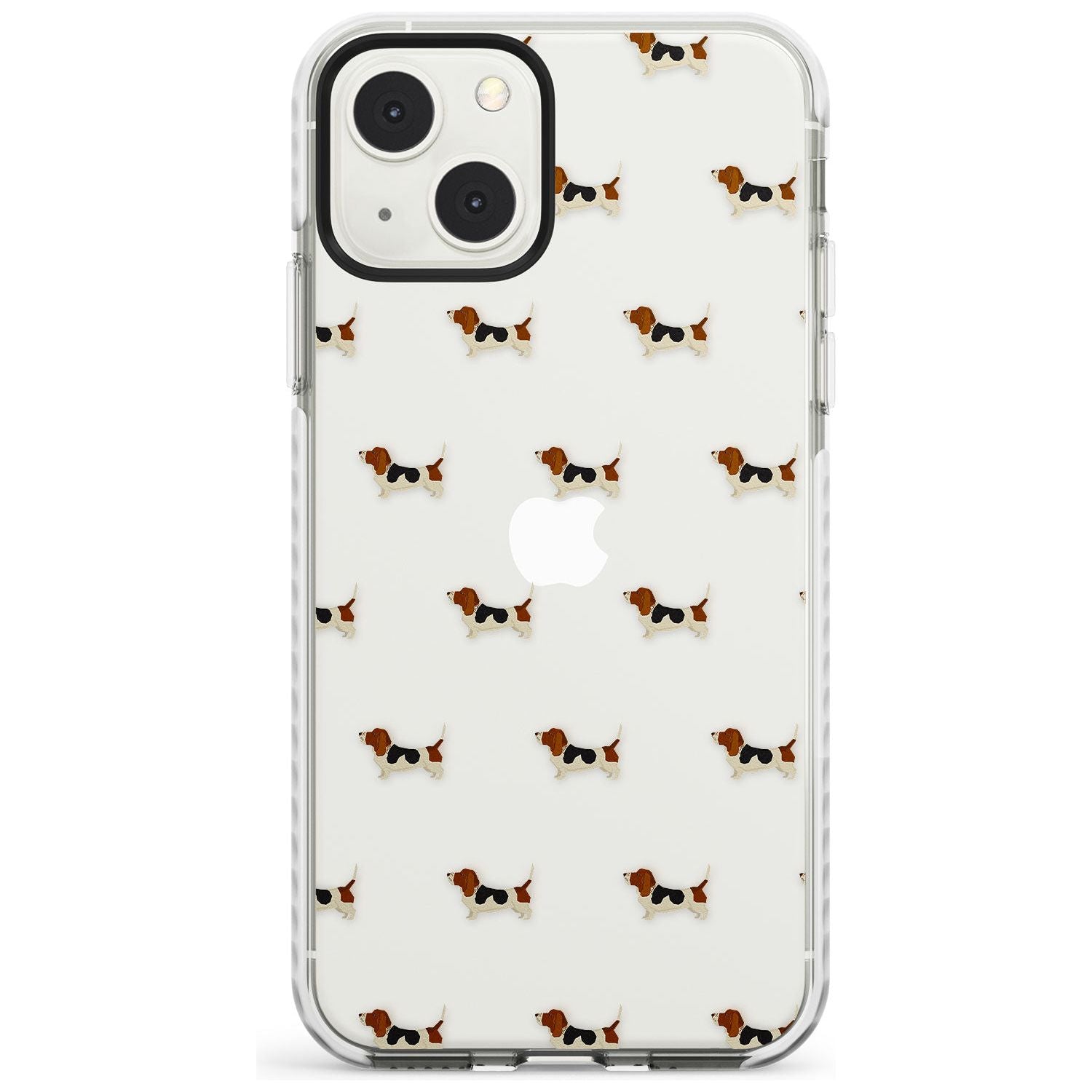 Basset Hound Dog Pattern Clear Phone Case iPhone 13 Mini / Impact Case Blanc Space