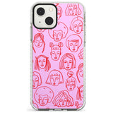 Girl Portrait Doodles in Pink & Red Phone Case iPhone 13 Mini / Impact Case Blanc Space