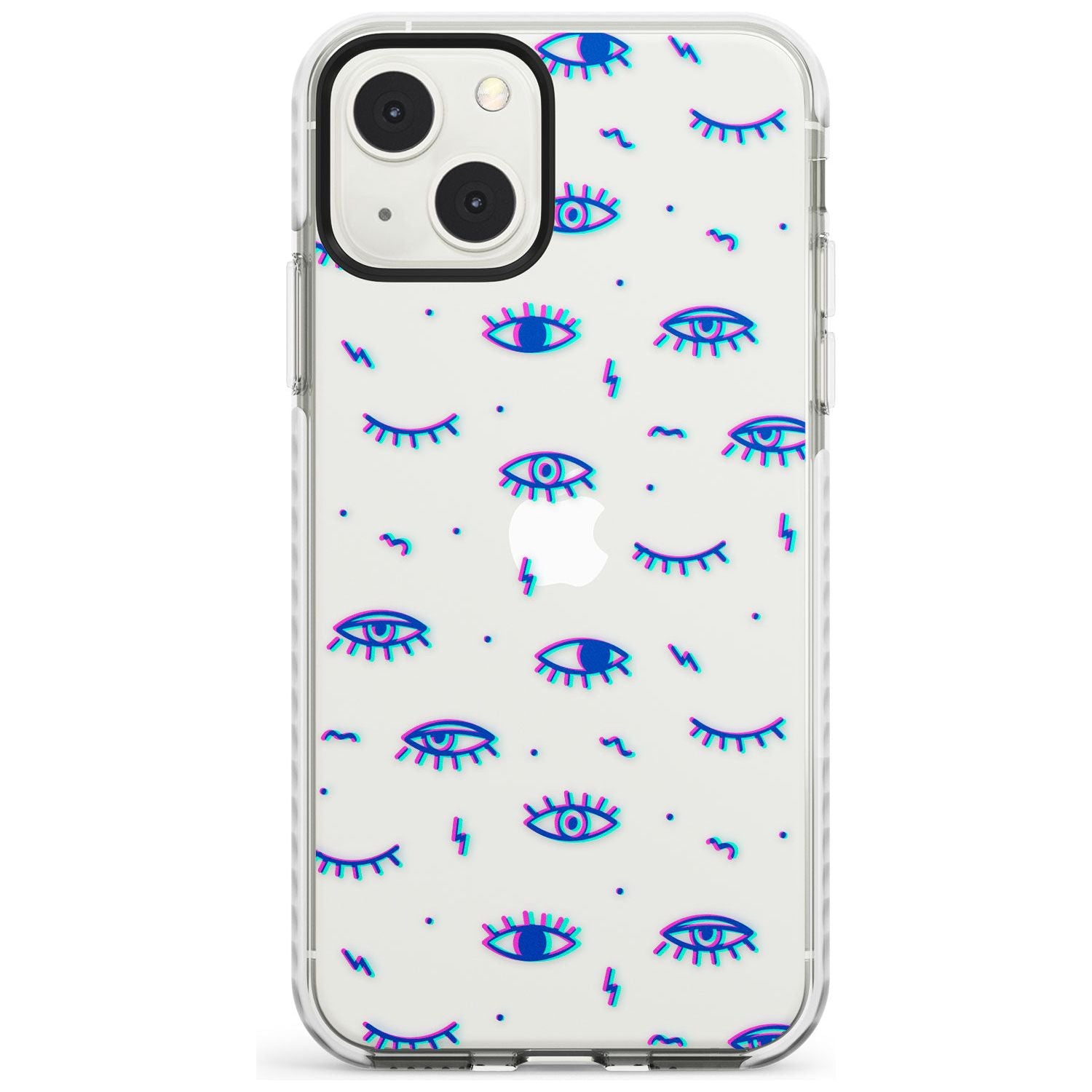 Duotone Psychedelic Eyes Phone Case iPhone 13 Mini / Impact Case Blanc Space
