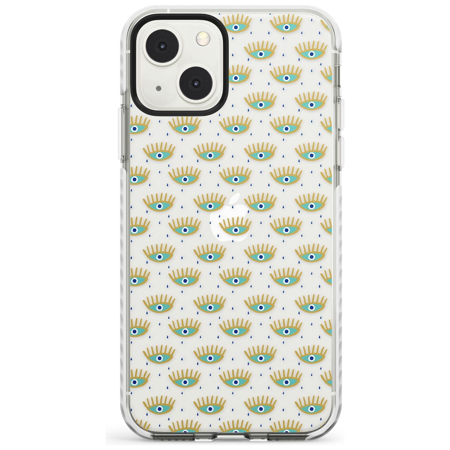Crying Eyes (Clear) Psychedelic Eyes Pattern Phone Case iPhone 13 Mini / Impact Case Blanc Space