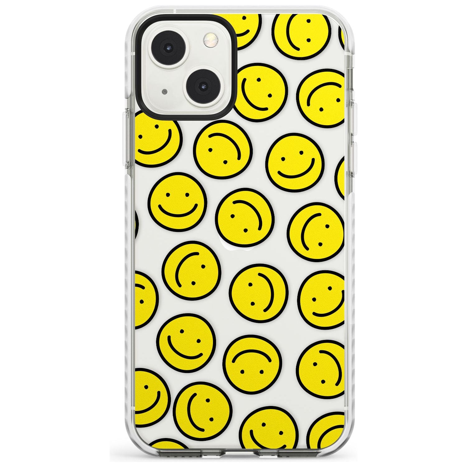 Happy Face Clear Pattern Phone Case iPhone 13 Mini / Impact Case Blanc Space
