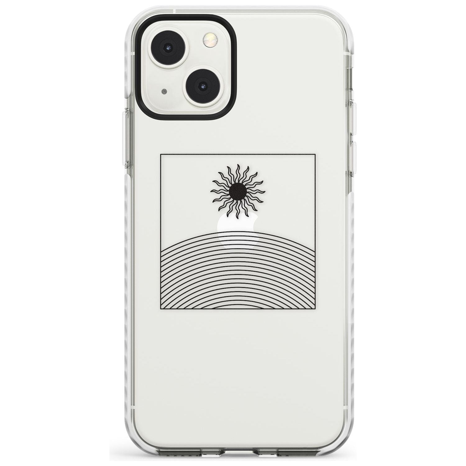 Framed Linework: Rising Sun Phone Case iPhone 13 Mini / Impact Case Blanc Space