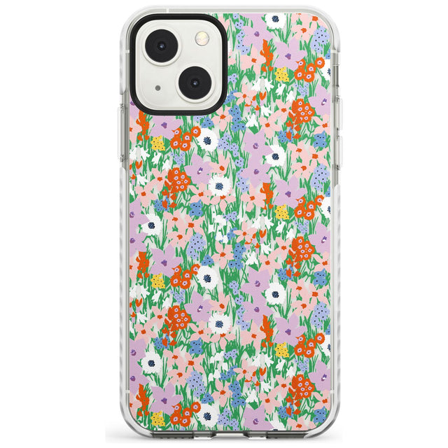 Jazzy Floral Mix: Transparent Phone Case iPhone 13 Mini / Impact Case Blanc Space