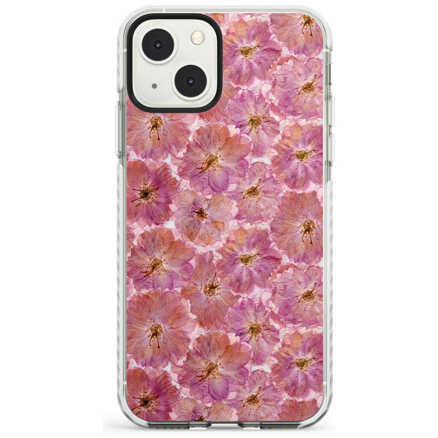 Large Pink Flowers Transparent Design Phone Case iPhone 13 Mini / Impact Case Blanc Space