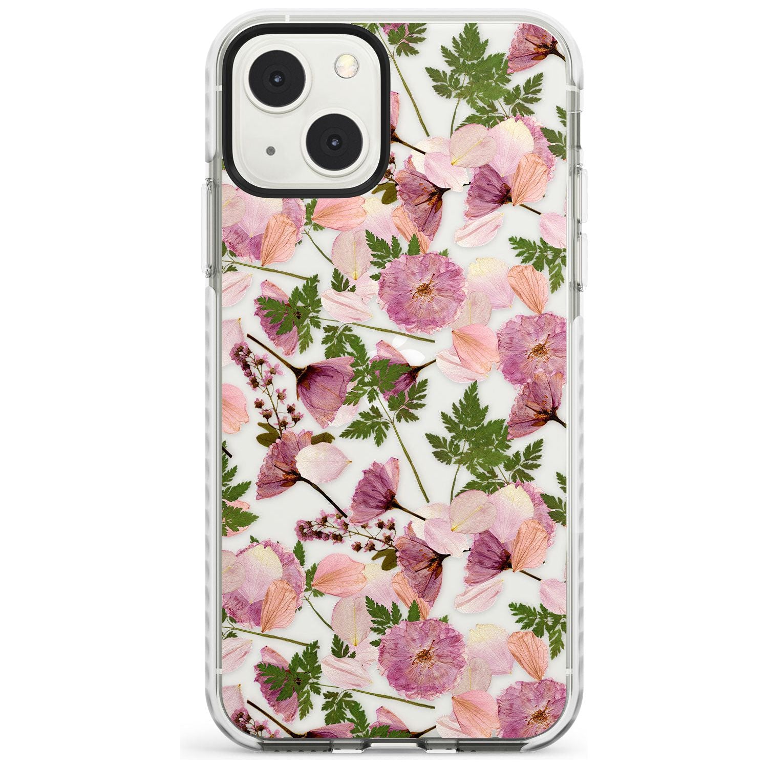 Leafy Floral Pattern Transparent Design Phone Case iPhone 13 Mini / Impact Case Blanc Space
