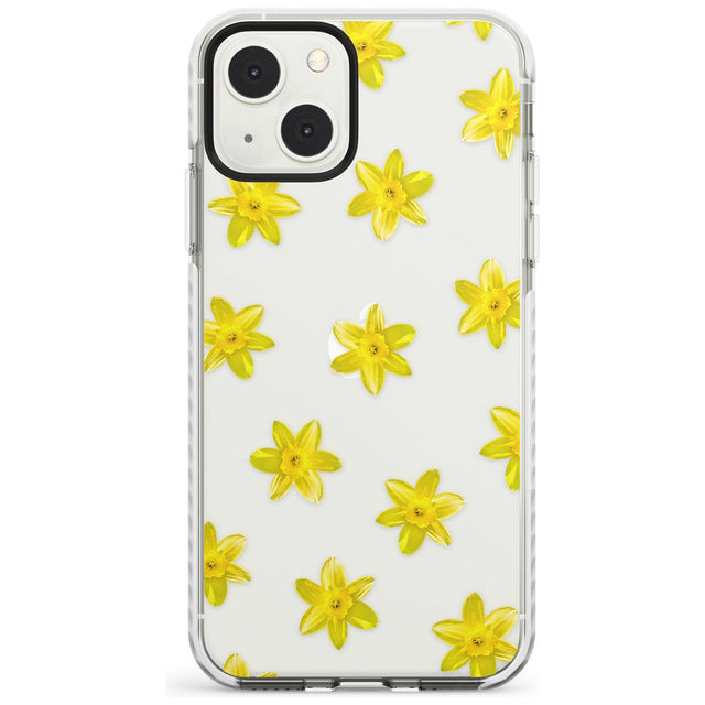 Daffodils Transparent Pattern Phone Case iPhone 13 Mini / Impact Case Blanc Space