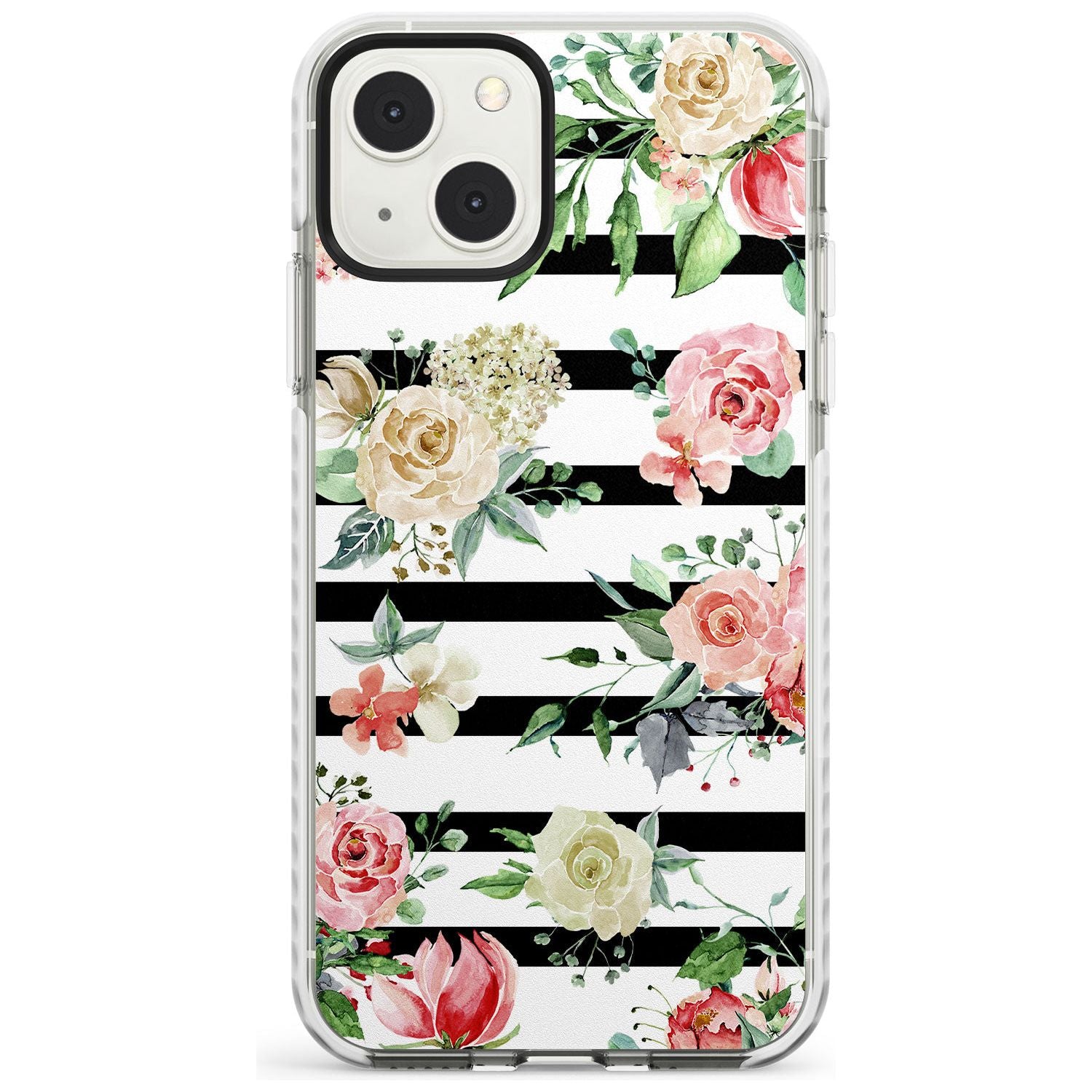 Bold Stripes & Flower Pattern Phone Case iPhone 13 Mini / Impact Case Blanc Space