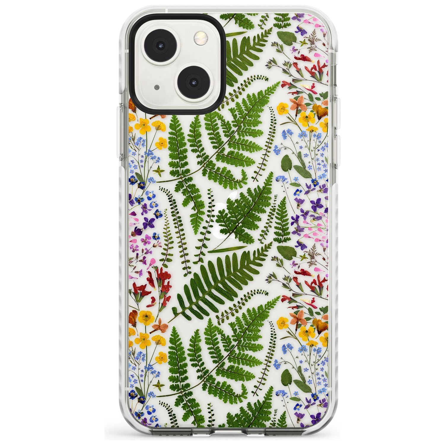 Busy Floral and Fern Design Phone Case iPhone 13 Mini / Impact Case Blanc Space