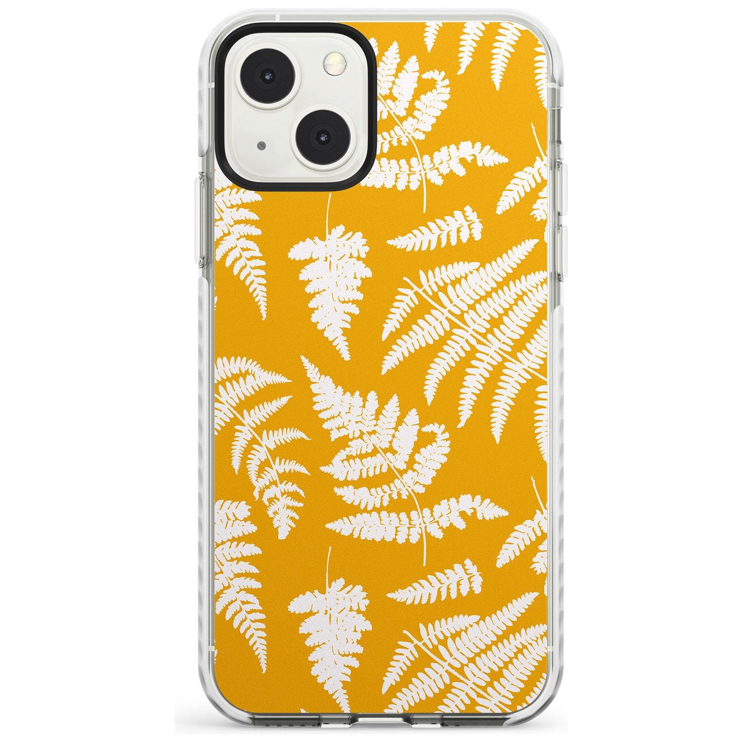 Fern Pattern on Yellow Phone Case iPhone 13 Mini / Impact Case Blanc Space