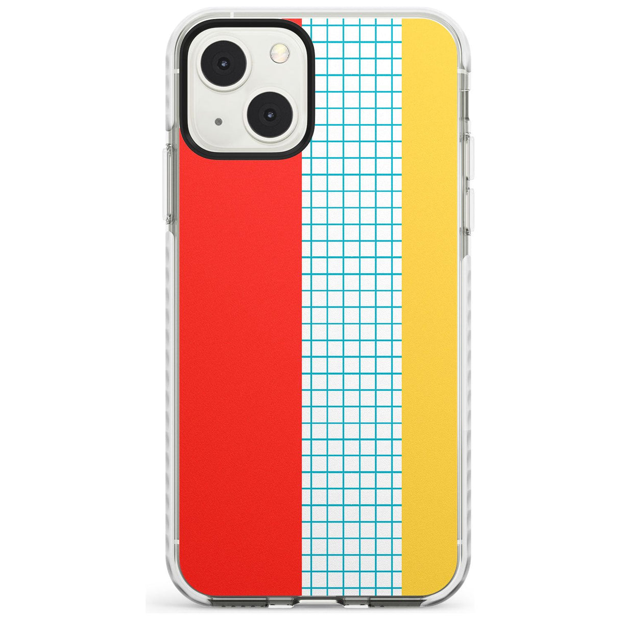 Abstract Grid Red, Blue, Yellow Phone Case iPhone 13 Mini / Impact Case Blanc Space