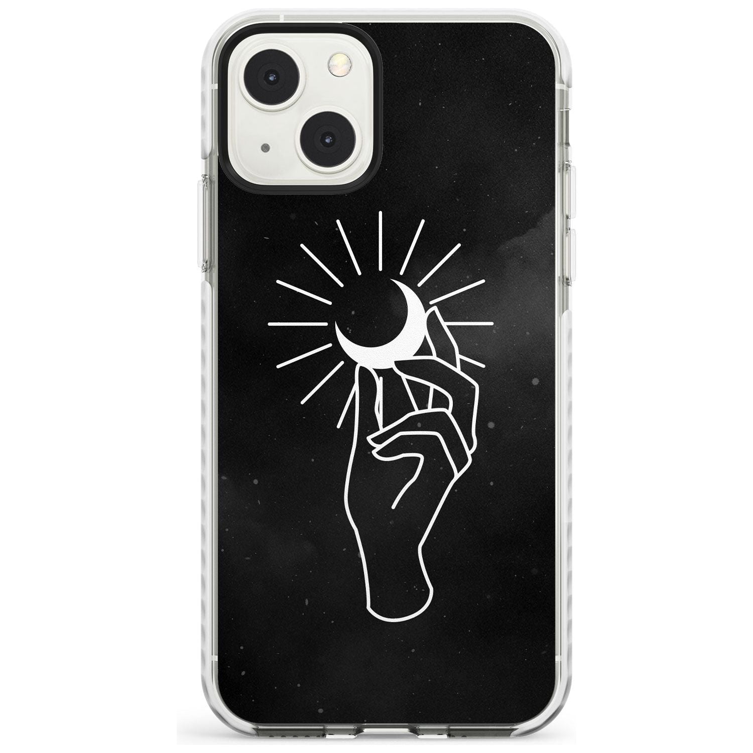 Hand Holding Moon Phone Case iPhone 13 Mini / Impact Case Blanc Space