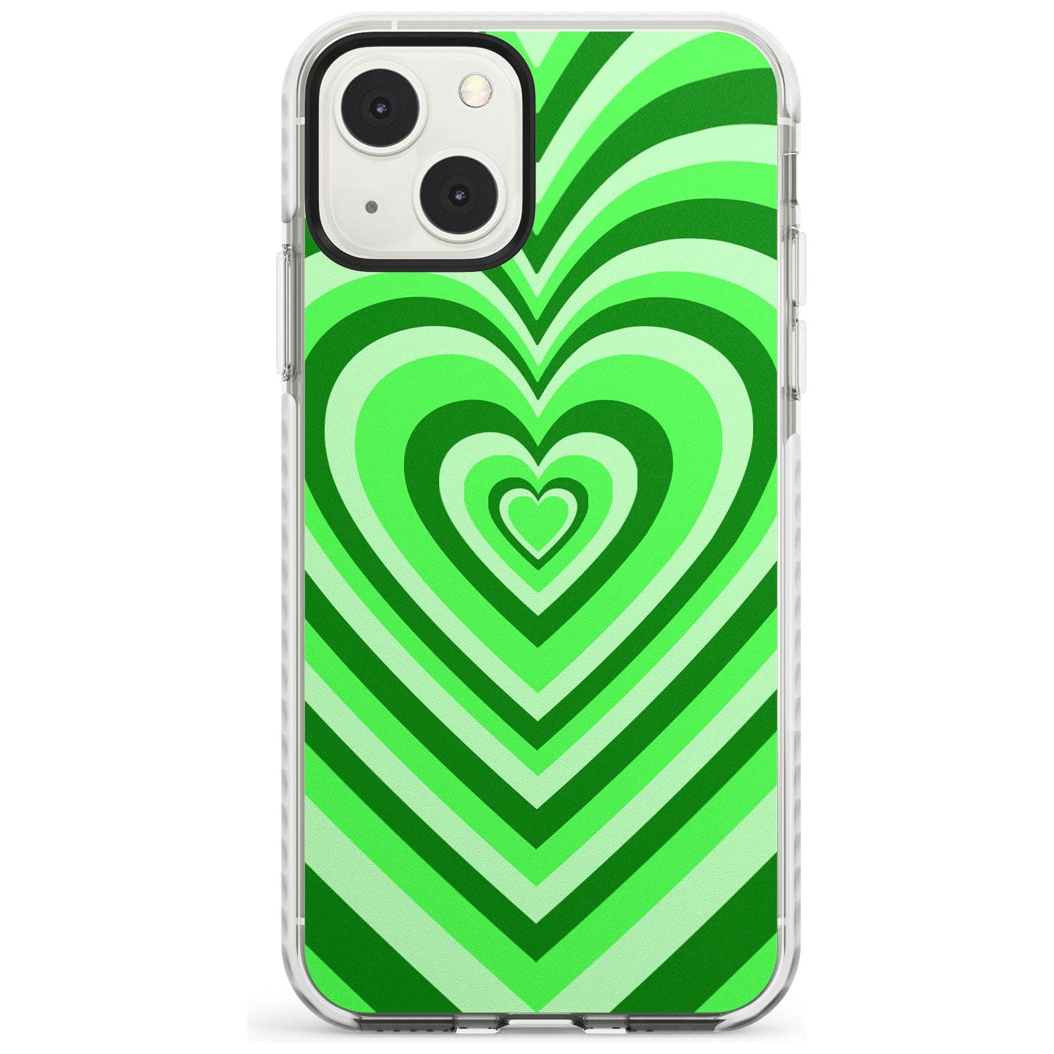 Green Heart Illusion Impact Phone Case for iPhone 13 & 13 Mini