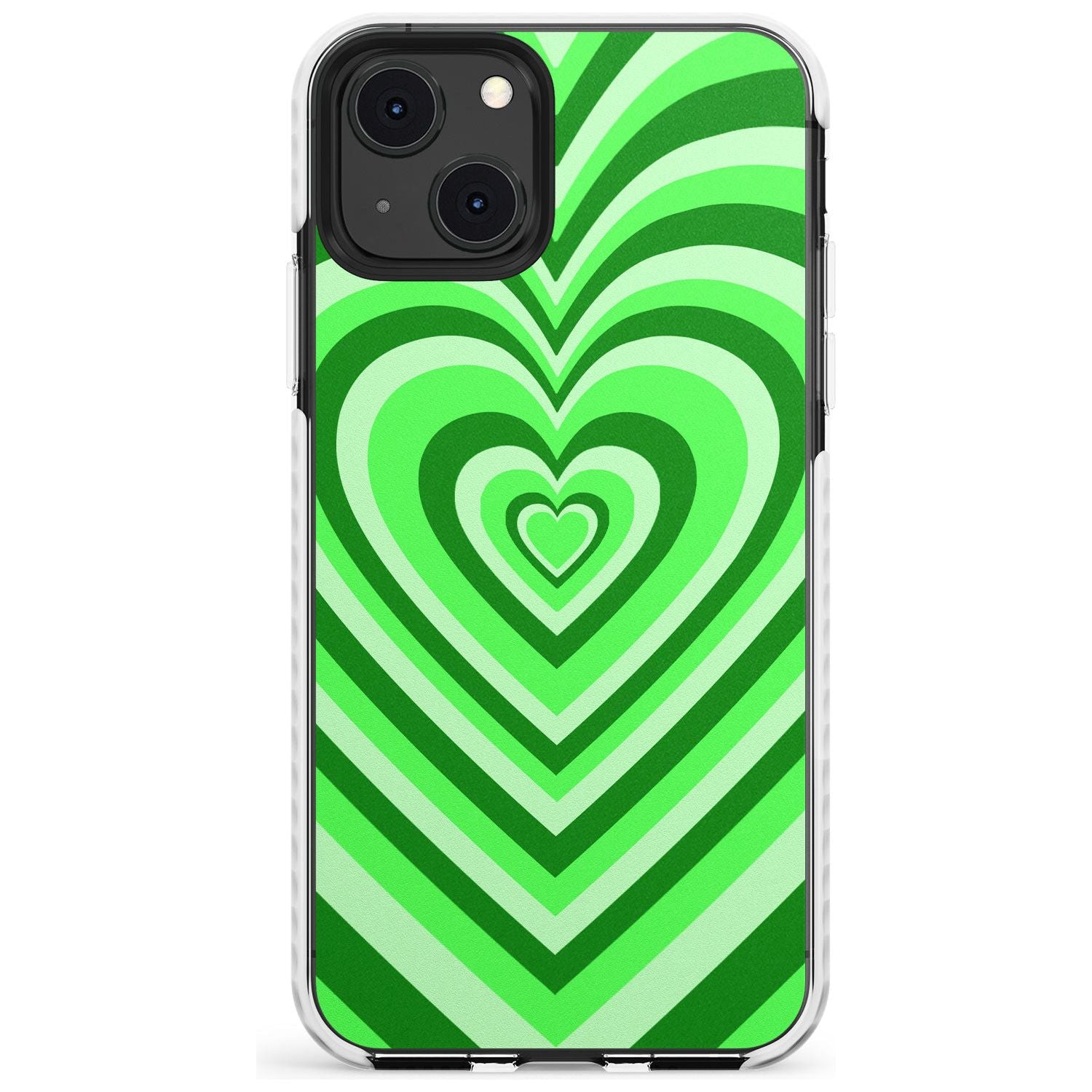 Green Heart Illusion Impact Phone Case for iPhone 13 & 13 Mini