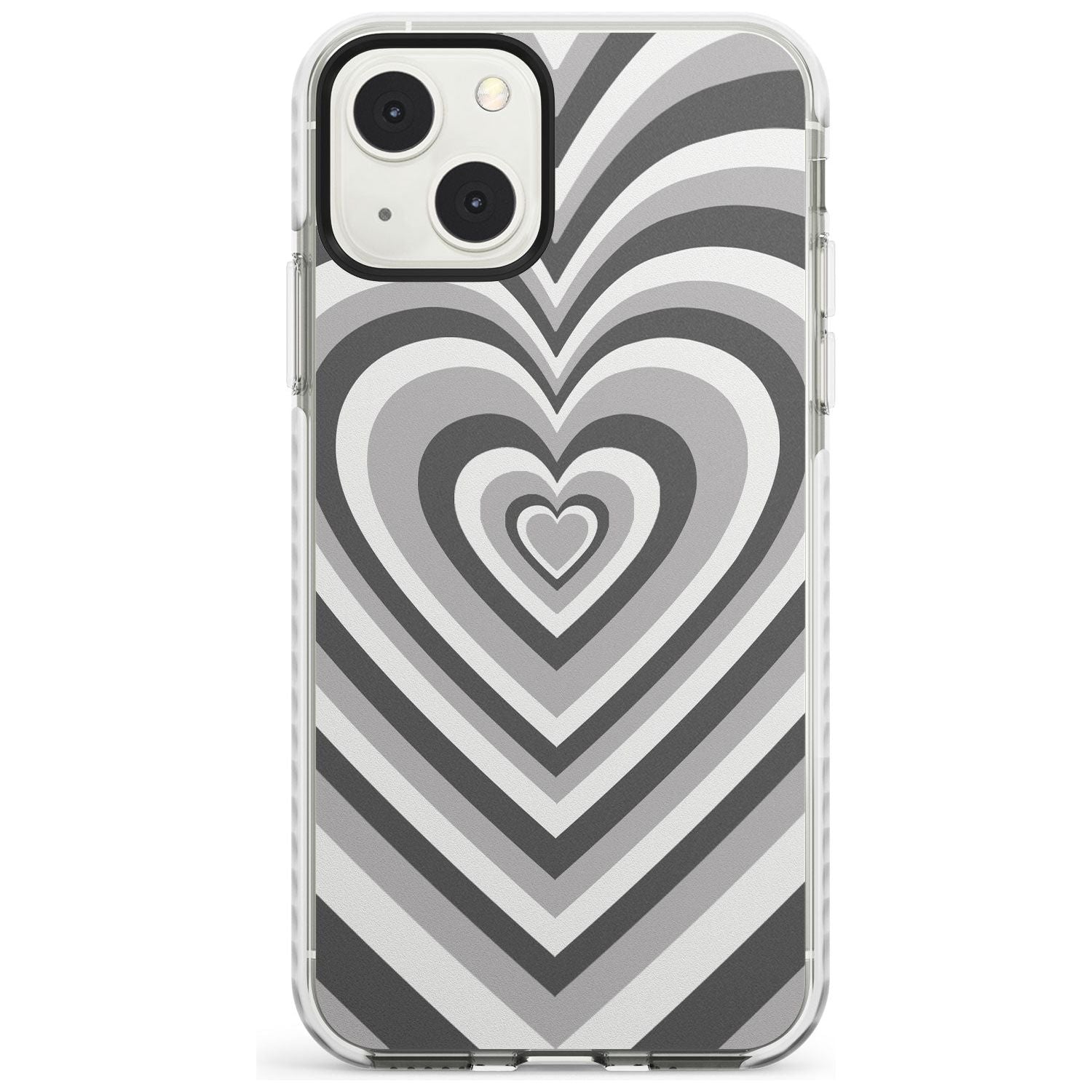 Monochrome Heart Illusion Phone Case iPhone 13 Mini / Impact Case Blanc Space