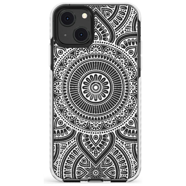 White Henna Flower Wheel Impact Phone Case for iPhone 13 & 13 Mini