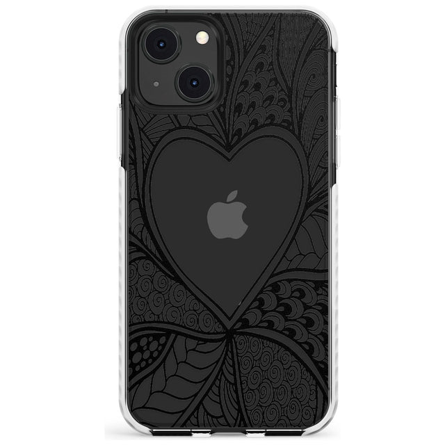 Black Henna Heart Impact Phone Case for iPhone 13 & 13 Mini