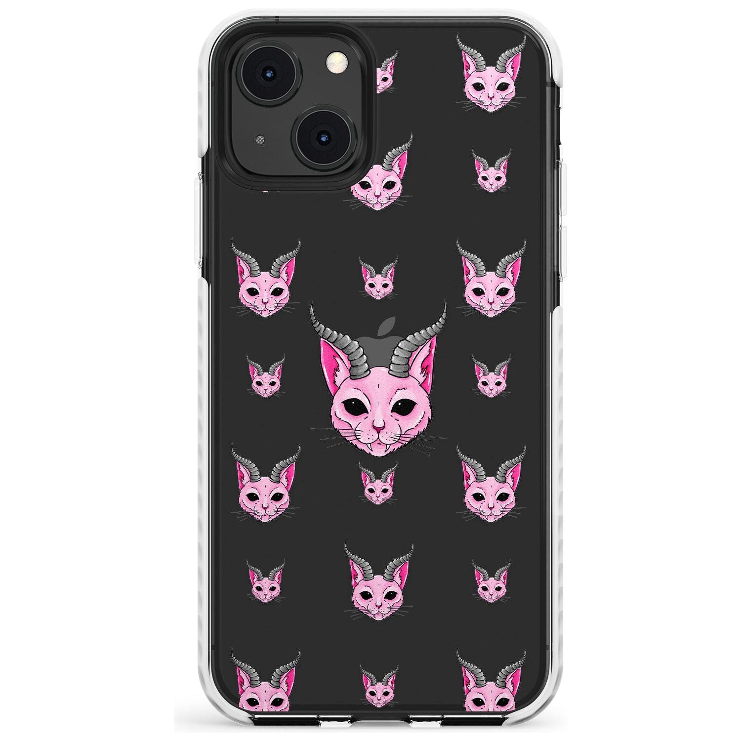 Demon Cat Pattern Phone Case iPhone 13 Mini / Impact Case Blanc Space