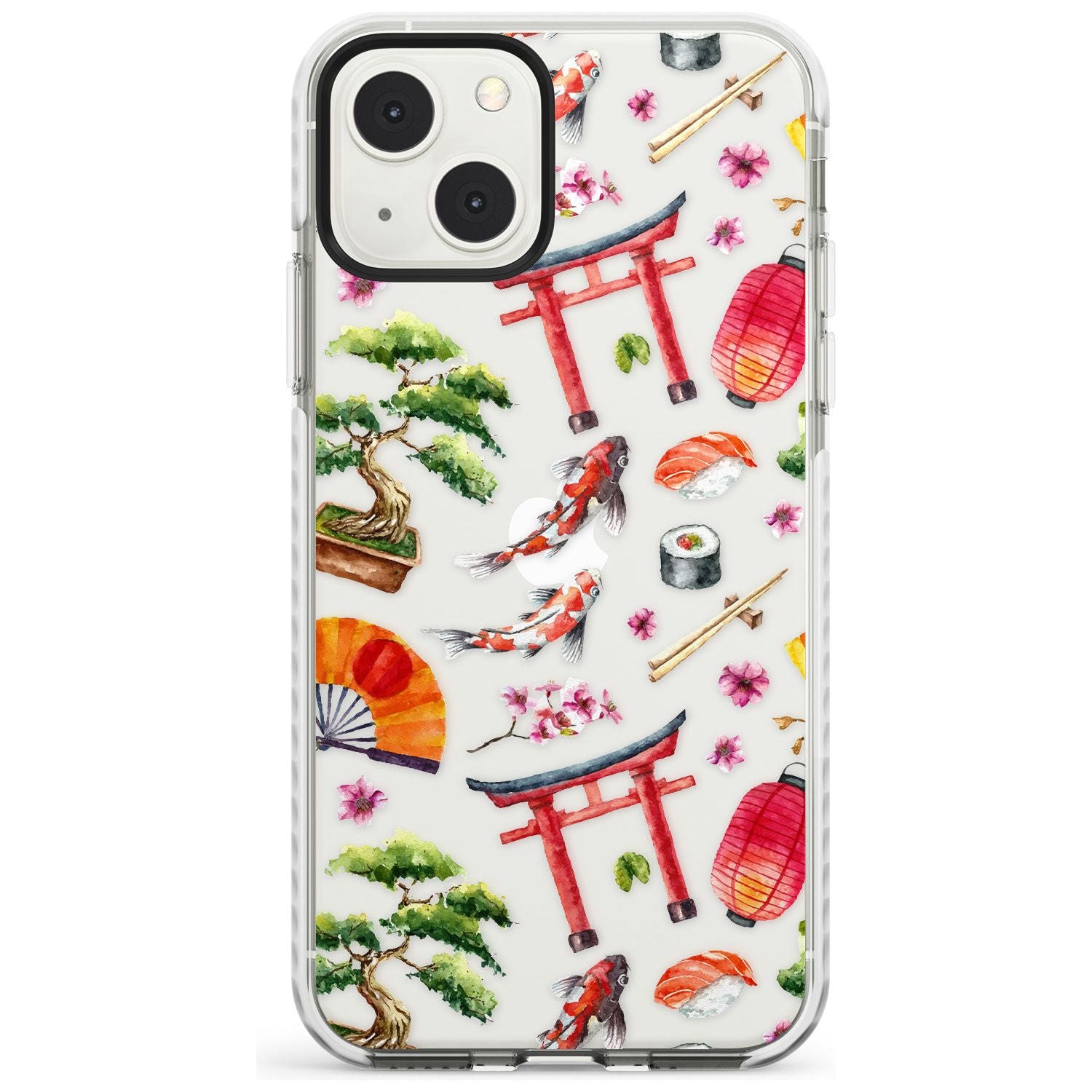Mixed Japanese Watercolour Pattern Phone Case iPhone 13 Mini / Impact Case Blanc Space