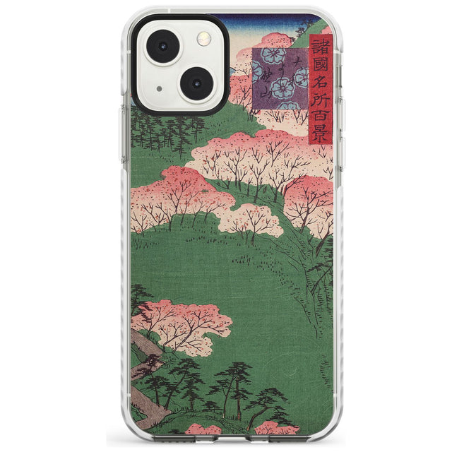 Japanese Illustration Cherry Blossom Forest Phone Case iPhone 13 Mini / Impact Case Blanc Space