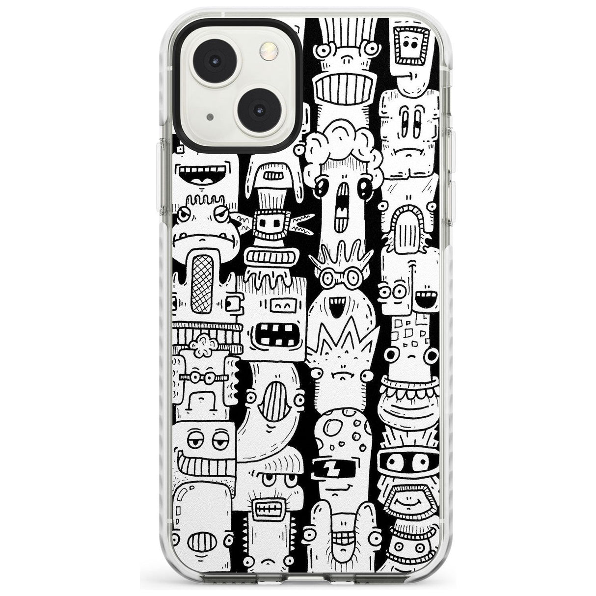 Monochrome Heads Phone Case iPhone 13 Mini / Impact Case Blanc Space