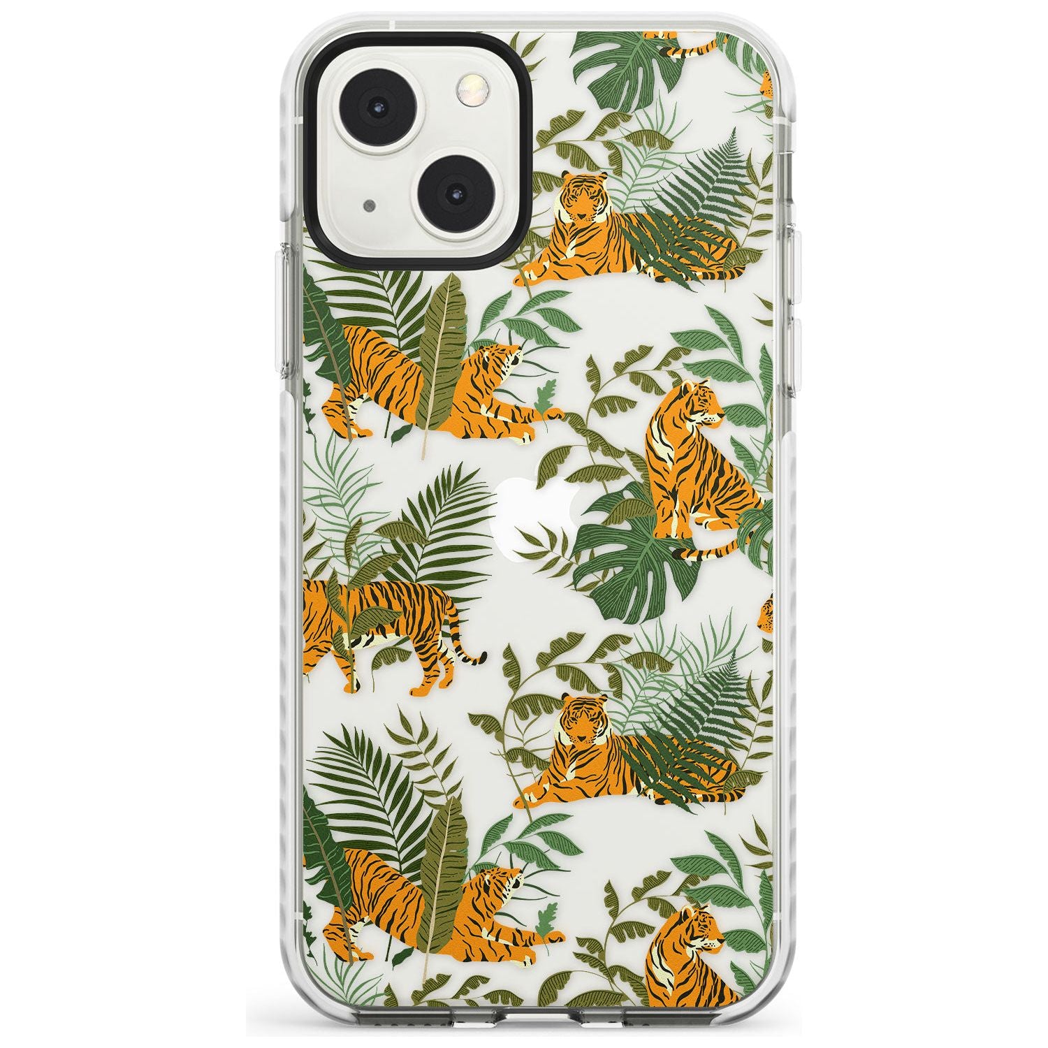 ClearTiger & Fern Jungle Cat Pattern Phone Case iPhone 13 Mini / Impact Case Blanc Space