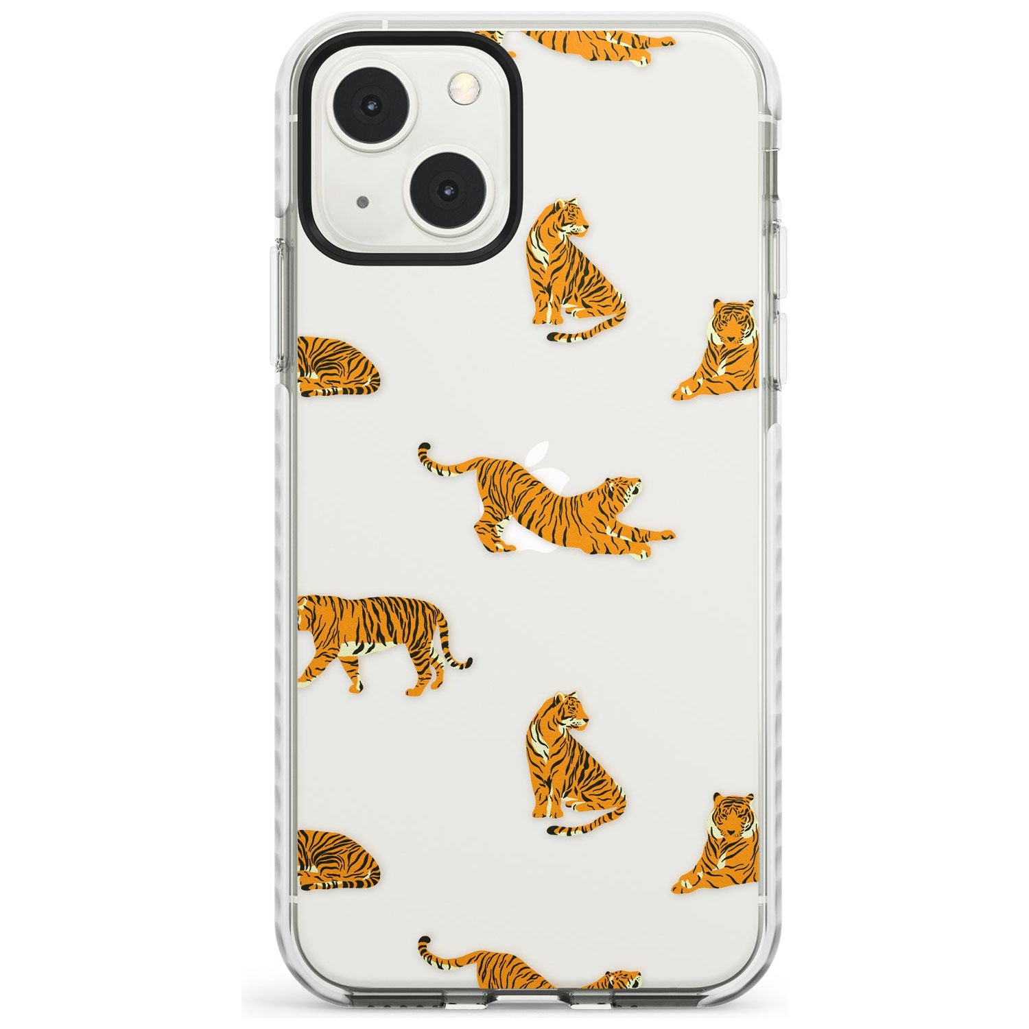 Clear Tiger Jungle Cat Pattern Phone Case iPhone 13 Mini / Impact Case Blanc Space