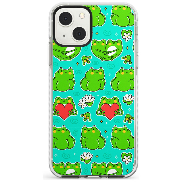 Frog Booty Kawaii Pattern Phone Case iPhone 13 Mini / Impact Case Blanc Space