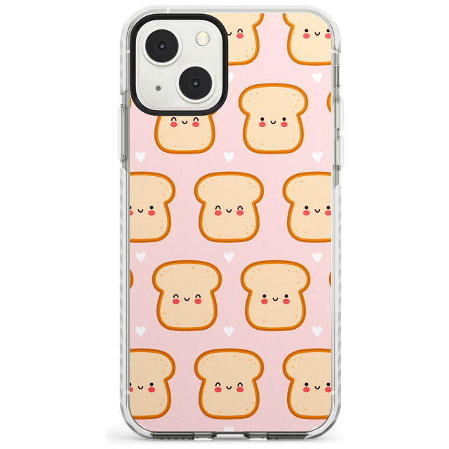 Bread Faces Kawaii Pattern Phone Case iPhone 13 Mini / Impact Case Blanc Space