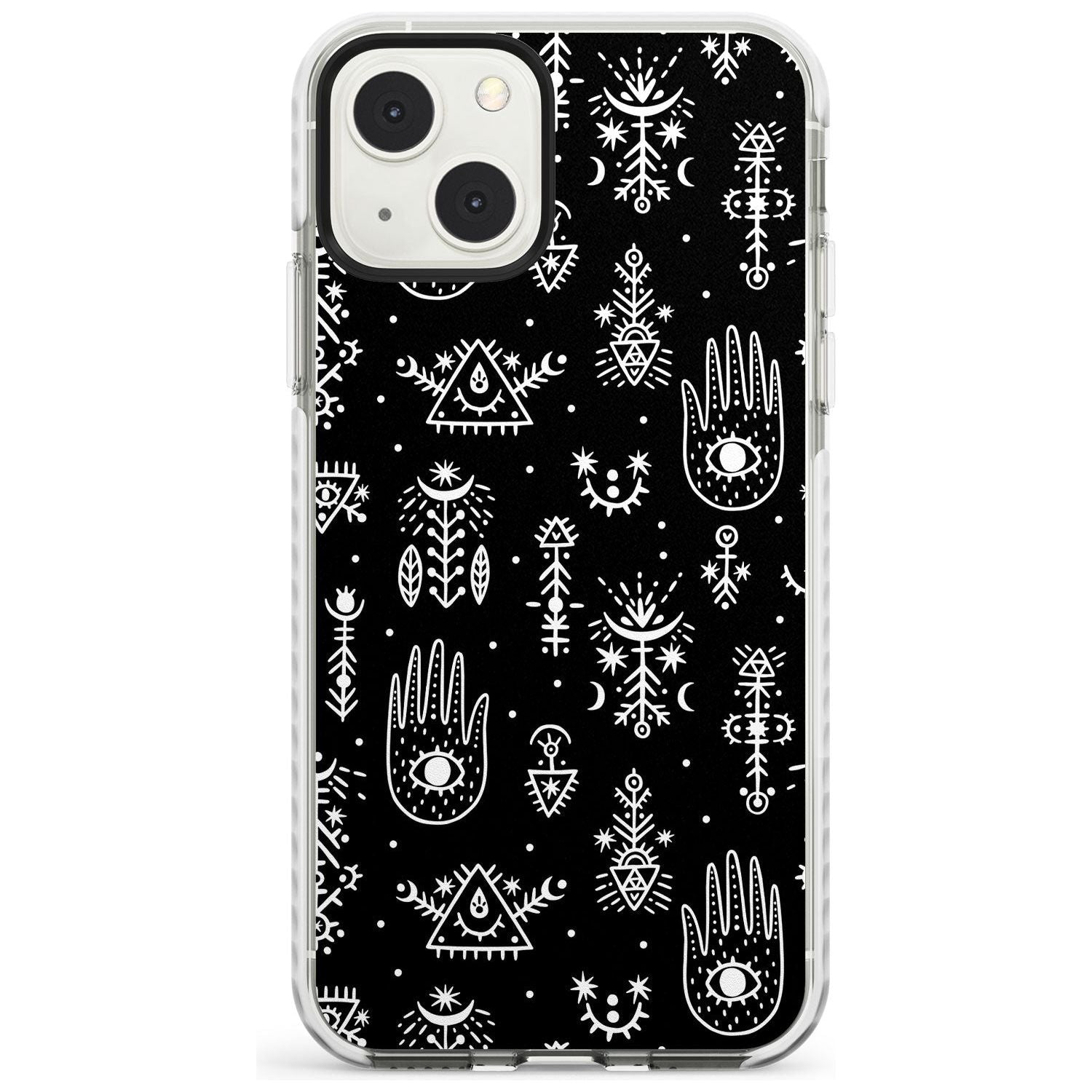 Tribal Palms - White on Black