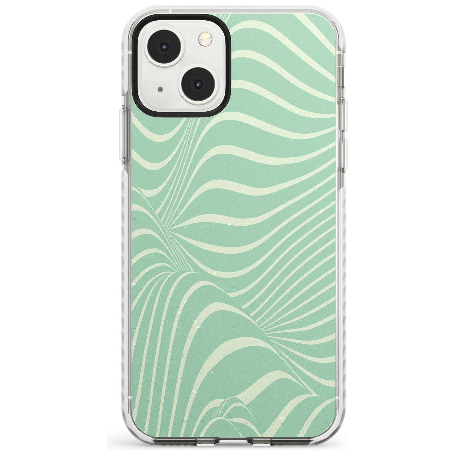 Mint Green Distorted Line Phone Case iPhone 13 Mini / Impact Case Blanc Space