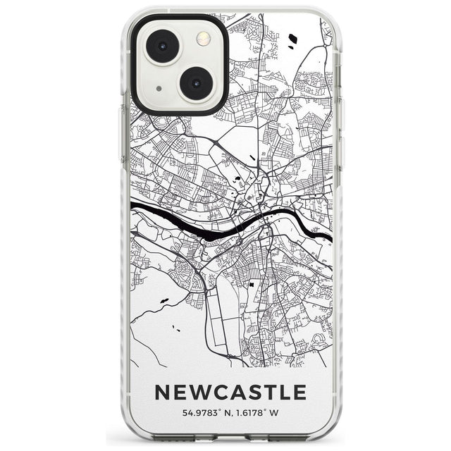 Map of Newcastle, England Phone Case iPhone 13 Mini / Impact Case Blanc Space