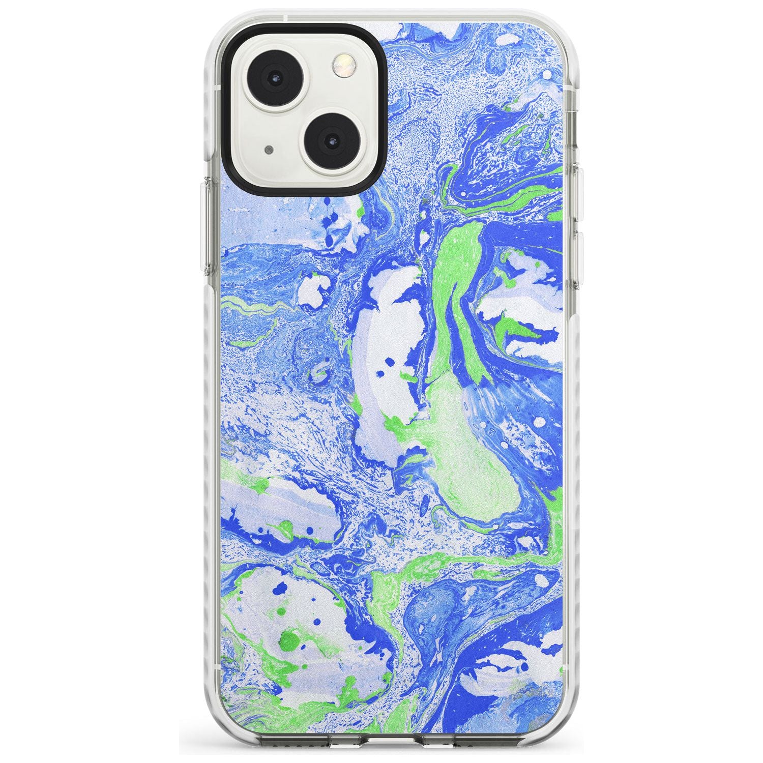 Dark Blue & Green Marbled Paper Pattern Phone Case iPhone 13 Mini / Impact Case Blanc Space